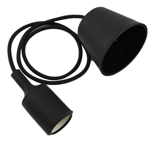 Socket Negro E27 Estandar Con Cable Textil 90cm De Silicon