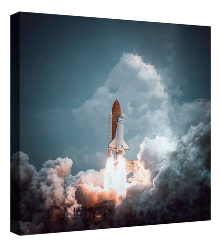 Cuadro Canvas Space Shuttle Launches With Dramatic Smoke Color Natural Armazón Natural