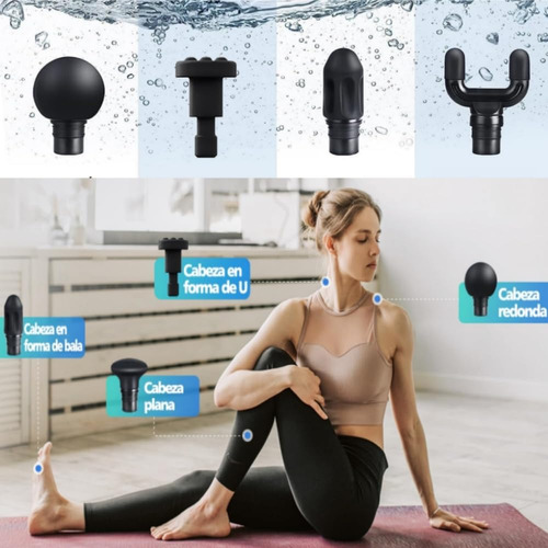 Pistola De Masaje Muscular, 4 Cabezales Masajeador Portatil