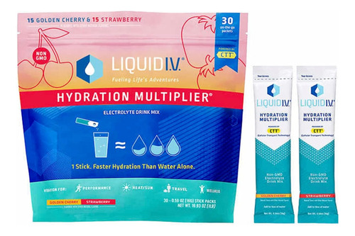 Liquid Iv Energizante Golden Cherry Y Fresa Sobres 30 Pack