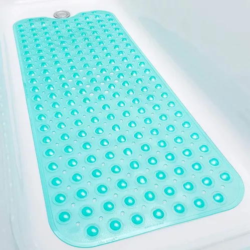  TIKE SMART - Alfombrilla para bañera (largo, extra larga),  Vinilo, Azul transparente, M : Hogar y Cocina