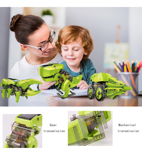 Dinosaurio Robot Solar De Ensamblados De 3 En 1 Para Niños