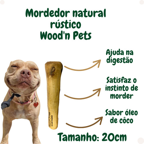 Mordedor Brinquedo Natural Cão Woodn Pets Rustico M Coco