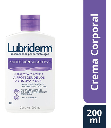 Crema Corporal Lubriderm Protección Solar FPS15, 200ml