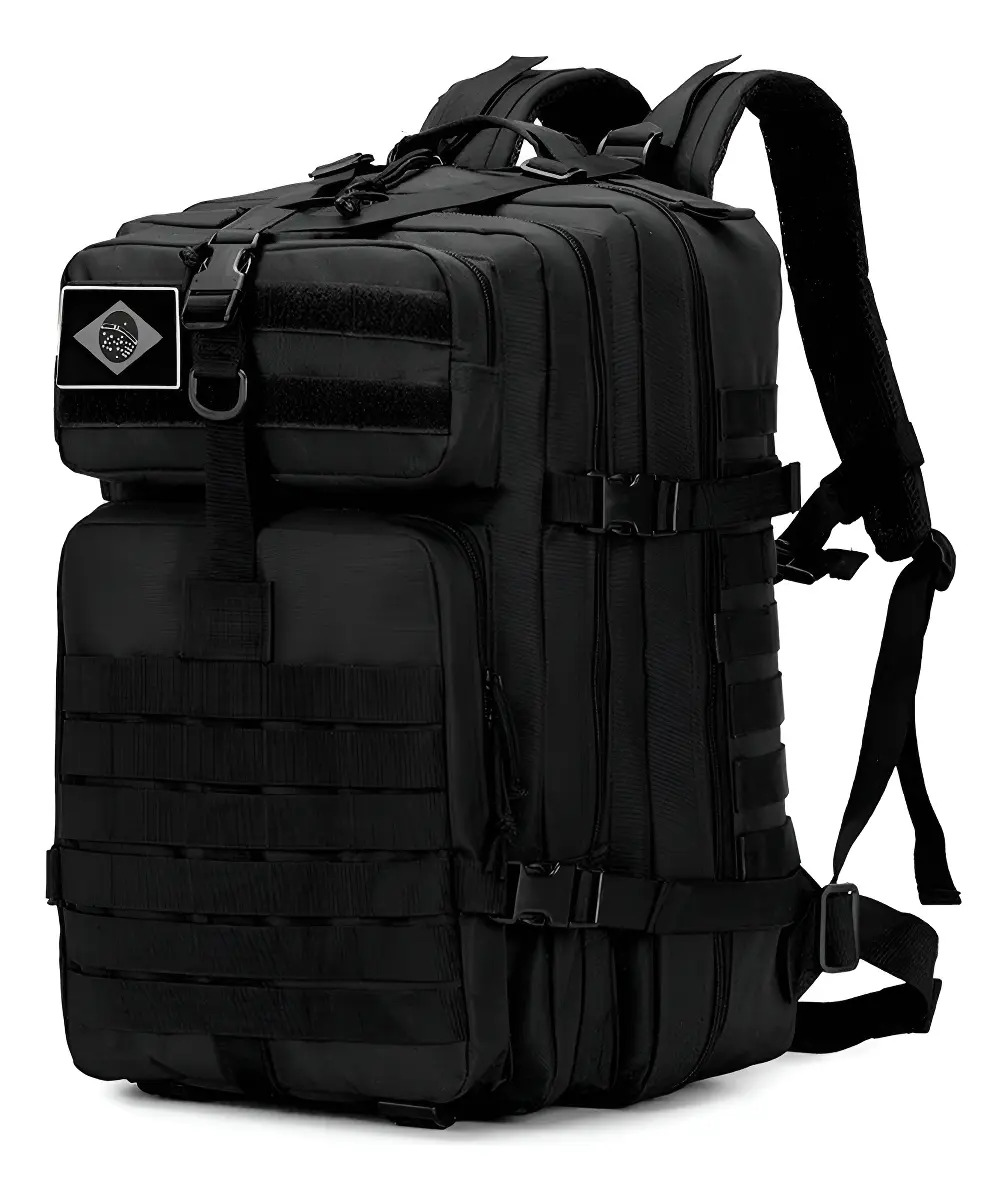 Mochila Tática Militar Mjspaf 50L Preto Reforçada Impermeável C/ Notebook