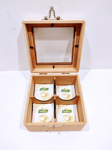 Imagem 6 de 6 de Caixa Porta Chá Com Dobradiça E Fecho Em Mdf 6mm