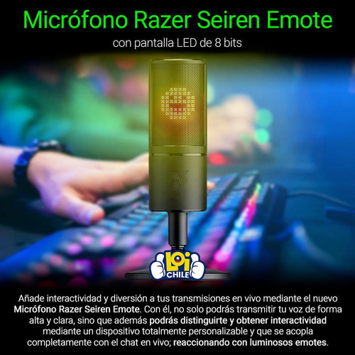 Microfono Razer Seiren Emote Con Pantalla Led De 8 Bits