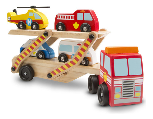 Melissa & Doug Camión Transportador De Vehículos De Emerg.