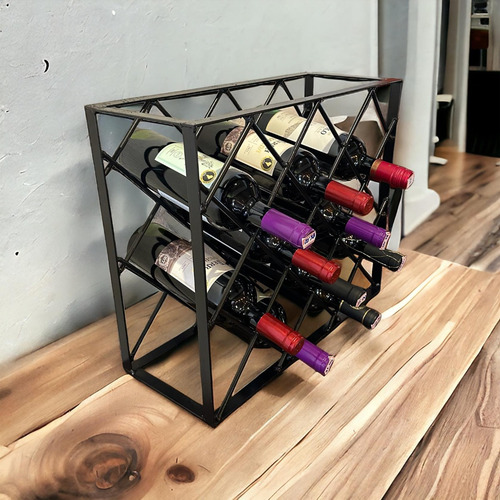 Adega Suporte Para Garrafas Vinho Ferro Estilo Industrial Cd Cor Preto