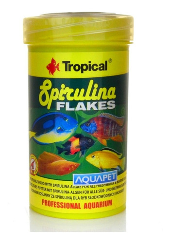 Tropical Spirulina Flakes Ração Para Peixe 100ml 20g