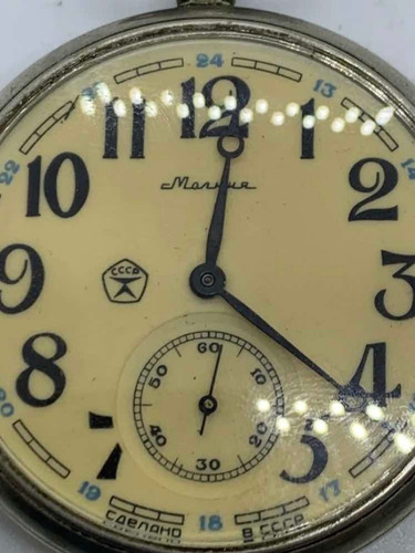 Reloj De Bolsillo De Cuerda Molnija Ruso Sovietico
