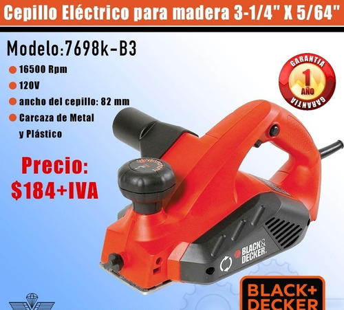 Cepillo Electrico Para Madera Black+decker 3.1/4 X 5/16  769