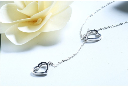Imagen 2 de 3 de Dije Con Cadena Doble Corazón Plata 0.925 - 612