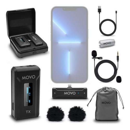 Movo Wmx-2-l Micrófono Inalámbrico Para iPhone Con Estuche D