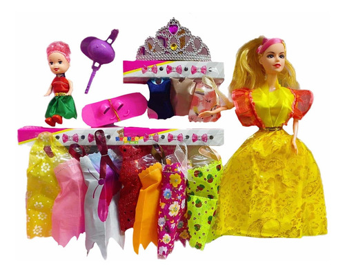 Muñeca Con Vestido Y Accesorios Corona Beautiful
