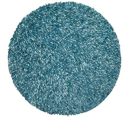 Aqua Brillo Peluda Alfombra Redonda 2 X2