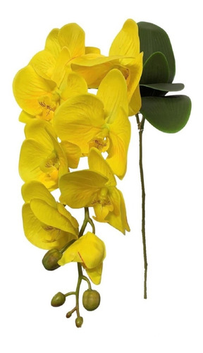 1 Orquídea Artificial, Com Folhas 92 Cm Flores Amarela | Parcelamento sem  juros