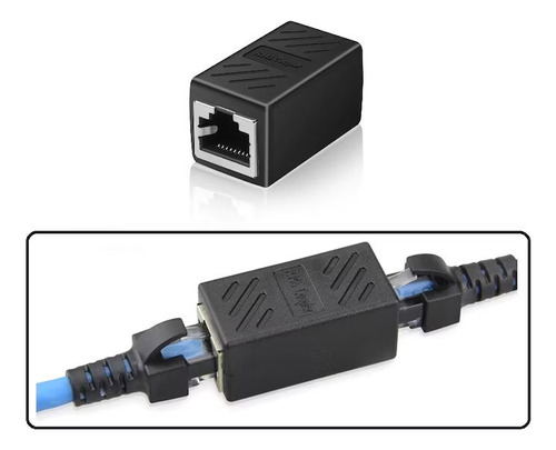 Adaptador Unión De Red Hembra A Hembra Rj-45 Negro Jwk