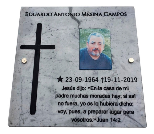 Imagen 8 de 10 de Placa De Mármol Grabada 30x20cm. Con Foto Y Marco Incluido.
