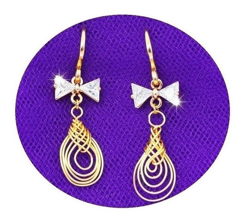 Aretes Moño Oro 18k Elegante Dama Mama Fino Boda Fiesta Amor