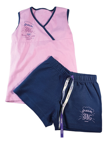 Pijama Para Niña Ovejita Talla 8 De Short - Morada Con Azul