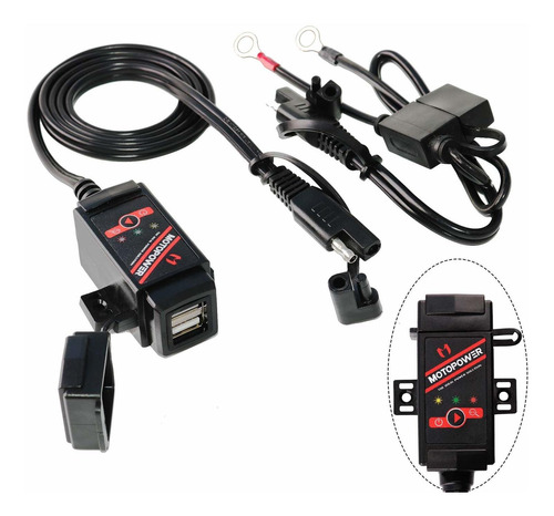 Motopower Mp 3.1 amp Motocicleta Dual Usb Cargador Adapta.