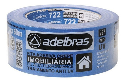 Imagem 1 de 3 de Kit 10 Fitas Crepe Azul 722 48mmx50m - Adelbras - Uv - Anti