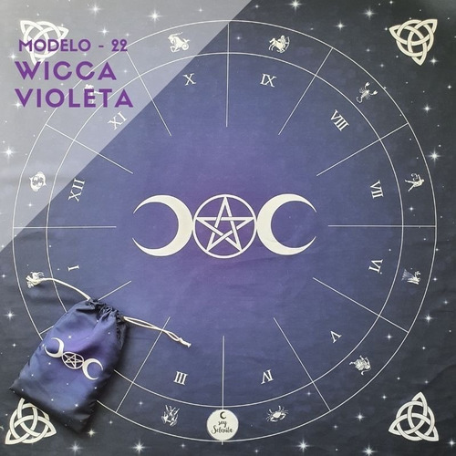 Paño Tarot + Bolsa (para Cartas) - Wicca Violeta