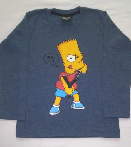 Remera Manga Larga Bart Niño Niña Unisex Calidad Premium