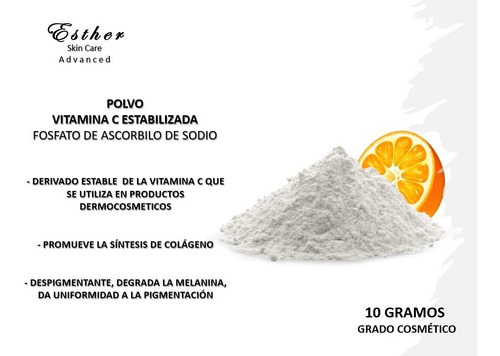 Polvo Vitamina C Estabilizada 10 Gramos Grado Cosmético