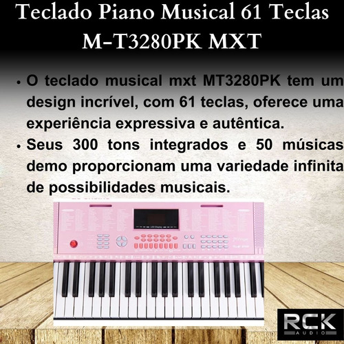 Teclado Piano Musical 61 Teclas Sensitivas M-t3280 Mxt