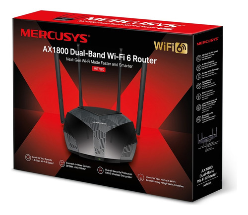 Router Wifi Mercusys Mr70x Ax1800 Wifi6 Fibra Óptica Gigabit