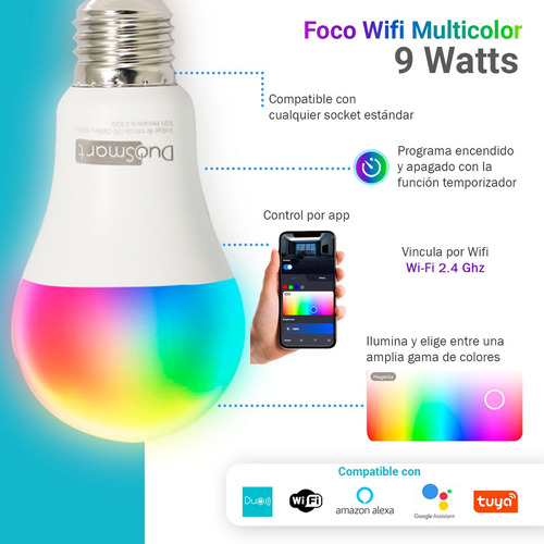Foco Inteligente Duosmart Wifi Control App Alexa/google Rgb