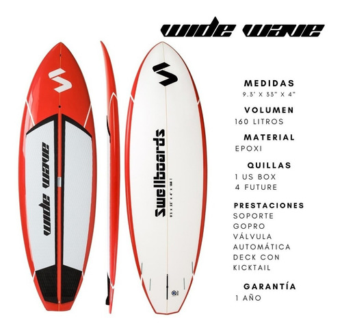 Tabla Sup Stand Up Paddle 9,3 Swellboards Wide Wave (epoxi)º