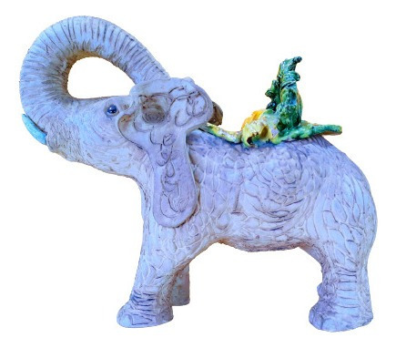 Elefante De Cerámica Antiguo Decorativo (ver Descripción)