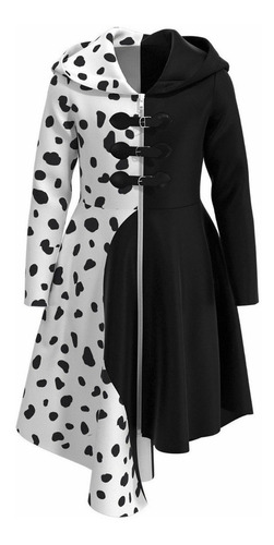 Vestido Blanco Y Negro Cruella De Vil Para Niñas De Fiesta