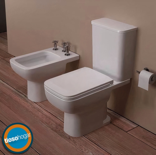 Imagen 5 de 9 de Sanitarios Ferrum Trento Inodoro Largo Deposito Apoyo Doble Descarga Bidet 1 O 3 Agujeros Porcelana Sanitaria Envio