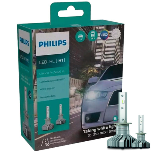 Par Lâmpada  Led Philips Ultinon Pro 5000hl H1 +160% 