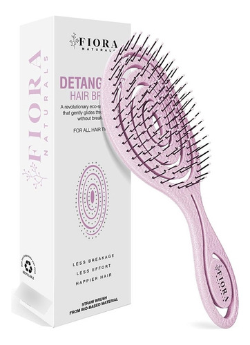 Cepillo Para Desenredar El Cabello Fiora Naturals Color Rosa
