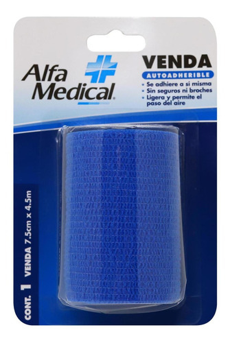 Venda Autoadherible Color Azul 7..5 Cm X 4.5 M Alfa Medical