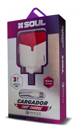 Imagen 3 de 9 de Cargador Turbo Carga Rapida Usbx3 Pared Qualcomm 3 Universal