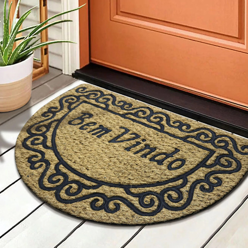 1 Tapete Capacho Fibra Coco Antiderrapante M Lua Pa 40x60 Vr Comprimento 60 cm Cor MARROM PRETO sisal natural Largura 40 cm