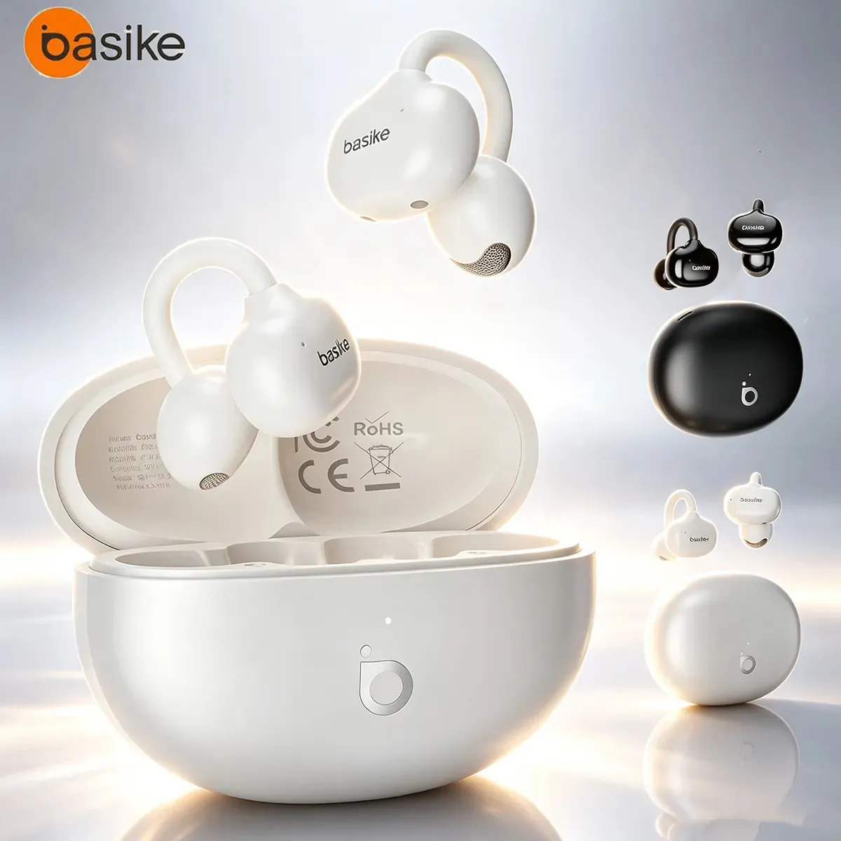 Fone OWS Open Ear Basike Bluetooth Sem Fio Clip Orelha Não Entra No Canal, Som HiFi, Ideal Corrida Academia, Não Dói Ouvido