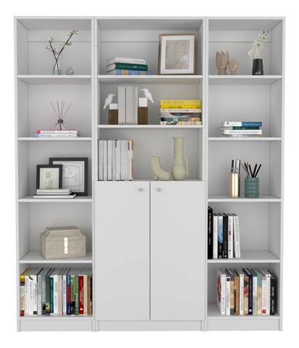 Combo De Bibliotecas Home Blanco, Con Puertas