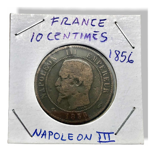 Antigua Moneda Francés 1856 D 10 Cêntimos Cobre Napoleón Iii (Usado)