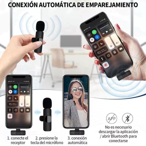Micrófono Hd De Solapa Inalámbrico Para Celular 3 En 1 Negro