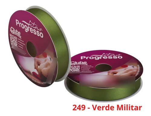 Fita Cetim Nº5 22 Mm Rolo Com 50 Metros Progresso Cor 249 - Verde Militar