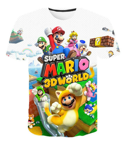 Camiseta 3d De Manga Corta De Super Mario Luigi Para Niños