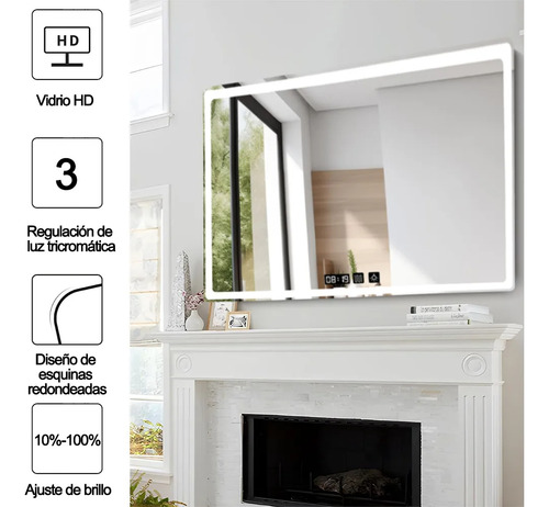 Espejo Led Baño Touch 3 Modo Con Función Antivaho 80*60cm Ma