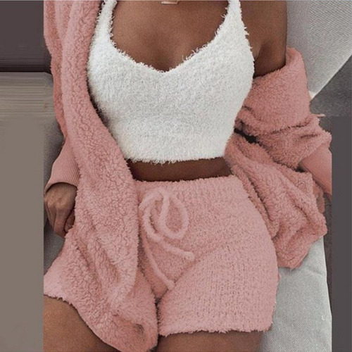 Conjunto Casual De 3 Piezas De Ropa De Dormir De Felpa De In